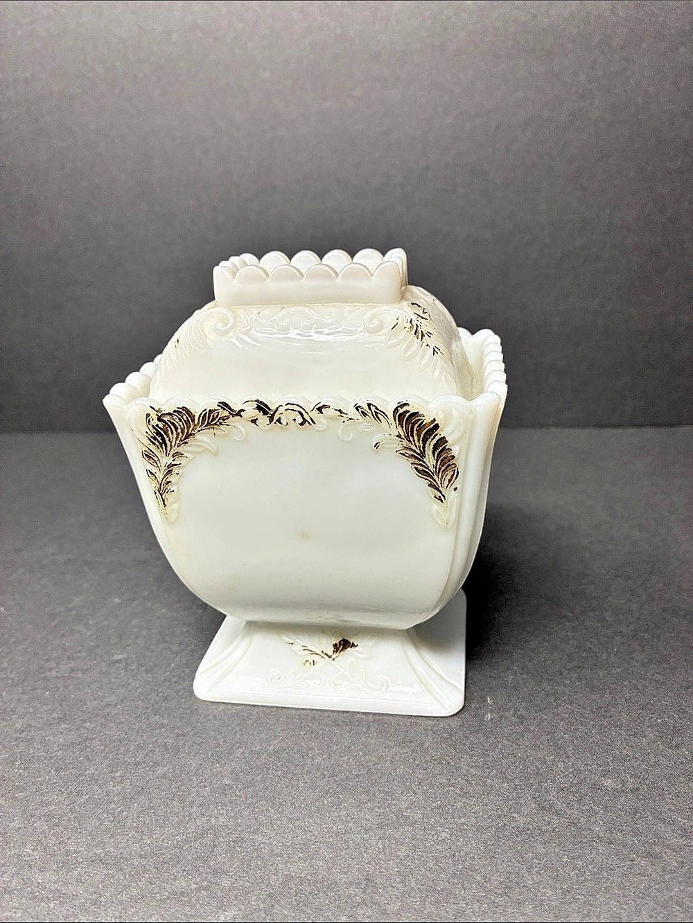 Vintage Westmoreland Paneled Grape Footed Wedding Box